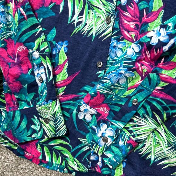 Tommy Bahama Women's Sz M Floral Button-Up Shirt Tropical Print Long Sleeve - Picture 4 of 9